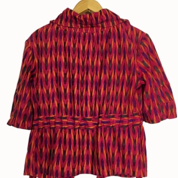 Pink Orange Ikat Print Tie Belt Jacket by Dolan - Picture 2 of 8